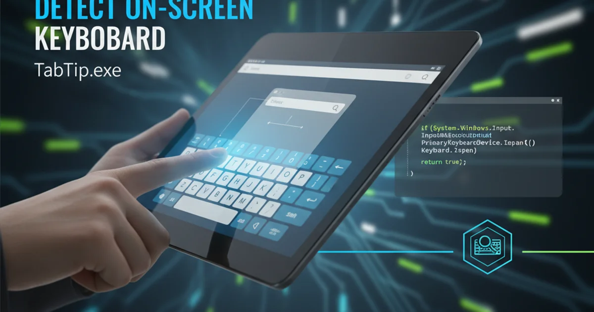 A hand touching a tablet screen with a virtual keyboard displayed, representing on-screen keyboard detection.