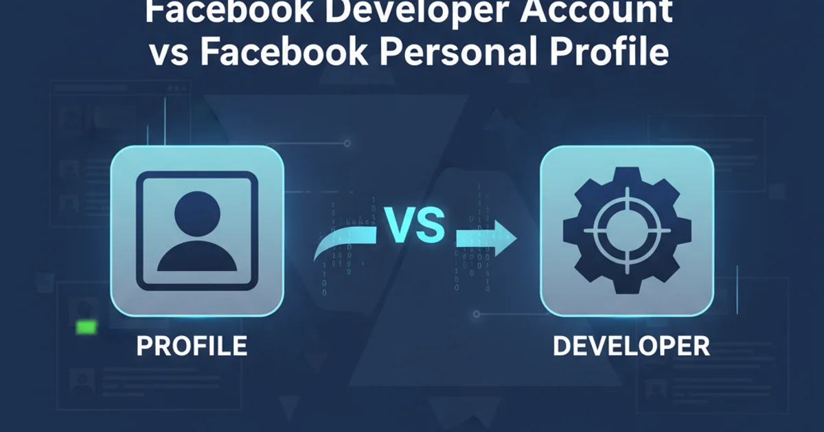 Illustration showing a personal profile icon next to a developer gear icon, connected by an arrow, symbolizing the distinction and relationship.