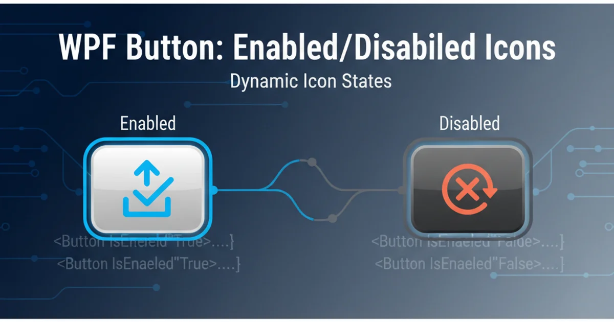 Illustration of a WPF button with two states: one showing an enabled icon and another showing a disabled icon.