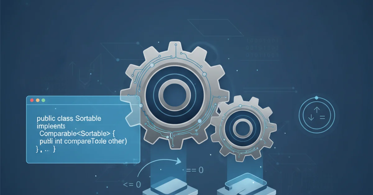 Illustration of two gears meshing, symbolizing the comparison and ordering of objects in Java.