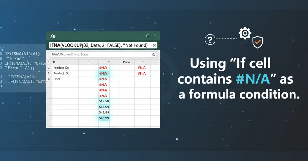 Excel spreadsheet showing a formula bar with an IFNA function and cells containing #N/A errors.